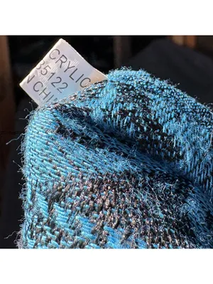 Blue and Black Paisley Pattern Acrylic Scarf with Fringe thumbnail 5