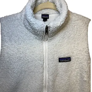 Patagonia Los‎ Gatos Fleece Vest Womens Large White Full Zip High Pile 25216 thumbnail 3