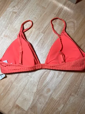 XL Women's Ribbed Crossover Triangle Bikini Top BNWTS thumbnail 2