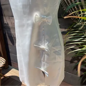Rihoas White Satin Mini Dress Medium | Bow Detail Bridal Party NWT thumbnail 4