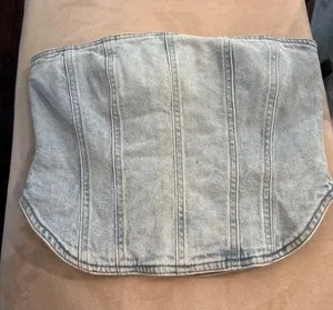 Denim forum zip up denim corset thumbnail 1