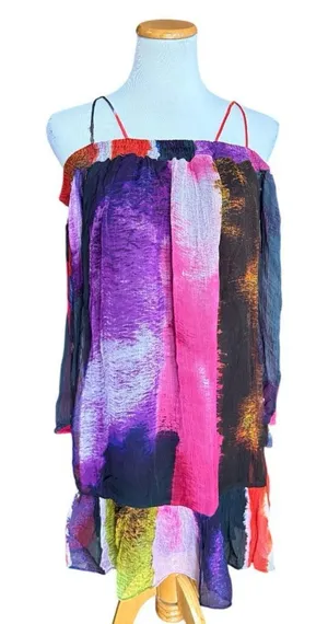 Womens Loved by Anthropologie Floreat Zora Off Shoulder Multicolor Dress - Sz XS thumbnail 1