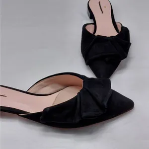 Kate Spade Womens Mules Slip On Flats 6.5M Black Suede Pointed Toe Coquette thumbnail 5