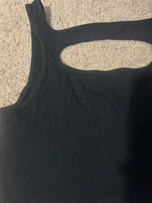 Lululemon Black Cutout Ribbed Tank Top - Women's thumbnail 3