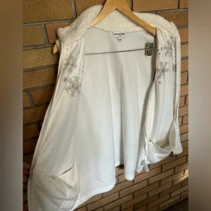 Breckenridge Womens Sleeveless Full Zip Fleece Vest Off White Snowflake Size 2XL thumbnail 4
