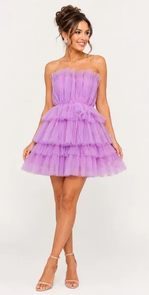 Lavender Mable Aileen Ruffle Mini Dress - Size S thumbnail 1