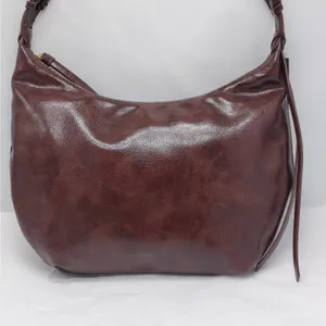 Olivia & Kate Womens Shoulder Bag Brown Vegan Leather Slouch Hobo Purse Travel thumbnail 2