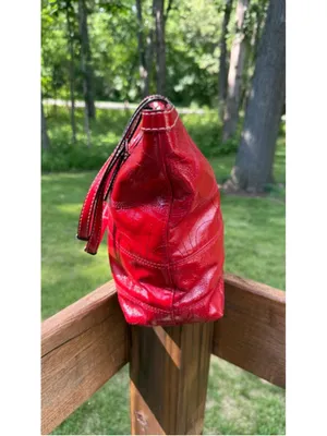 Coach Y2K Signature Patent Leather Tote Persimmon Red F15142 thumbnail 5