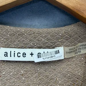 Alice + Olivia Gold‎ Metallic Shimmer Wrap Front Sleeveless Blouse Taupe XS thumbnail 2