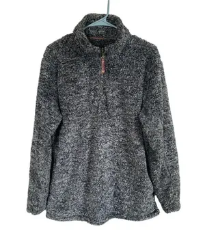 Alpine Sherpa women's M gray quarter zip pullover long sleeve zip up collared thumbnail 2