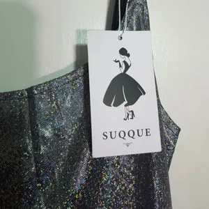 NWT Womens Silver Holographic Metallic Bodycon Party Midi Dress Medium thumbnail 5