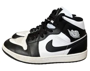 Nike Air Jordan 1‎ Mid Shoes Women's Sz 9.5 White Black Panda DV0991-101 thumbnail 1