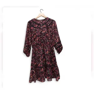 Loft Floral Clip Tiered Button‎ Puff Sleeve Fall Floral Dress Size Medium Tall thumbnail 3
