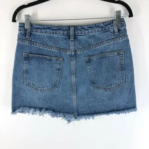 Dance & Marvel Denim Mini Skirt Distressed Full Zip Medium Wash L thumbnail 2