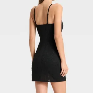 Women's Rosette Lace Slip Mini Bodycon Dress - Wild Fable‎ Black Size S thumbnail 6