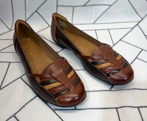 Clarks Gracelin Gemma Flats 8.5 Brown Leather Woven Slip On Loafers 261252914060 thumbnail 1