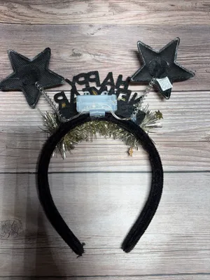Happy New Year Headband Gold With Light Up Stars thumbnail 2