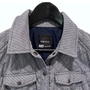 Marmot Riley Women's‎ Quilted Snap Front Shirt Jacket Blue Gray Size Small thumbnail 3