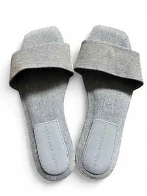 Good American Light Blue Denim Summer Slide Sandals Square Toe Size 6.5 Wide thumbnail 3