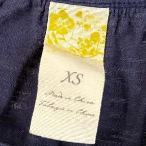 Anthropologie XS Navy Floral Tank Top Boho Beaded Scoop Neck Embellished Blouse thumbnail 10