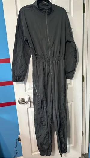 Free People Women's Charcoal Cropped Windbreaker Jumpsuit thumbnail 1