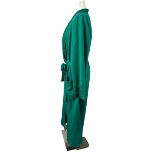 Victoria's Secret Vintage Gold Label Long Robe Green Belted Embossed Women Large thumbnail 3