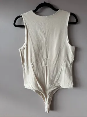 Nuuds Nude High Neck Cotton Modal Spandex Blend Thong Bodysuit Size Large thumbnail 6