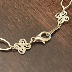 Intricate Silver Bracelet Anklet with Floral Links thumbnail 2