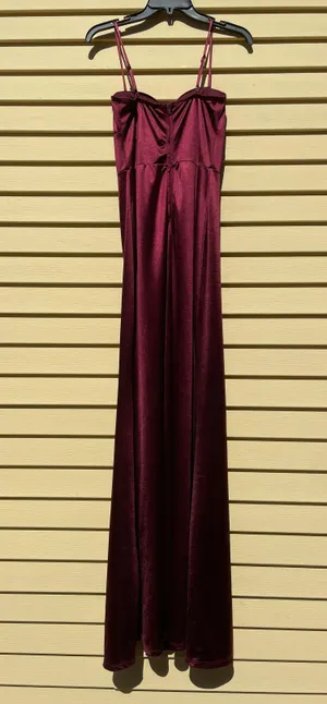 Macy's Maroon Satin Corset Body con Dress thumbnail 3