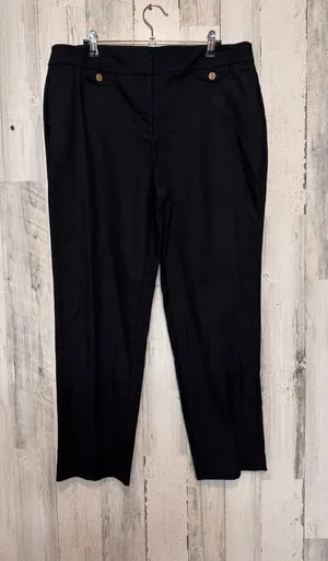 Anne Klein Black Trousers Womens 12 Gold Lion Button Mid Rise Straight Leg Pants thumbnail 1