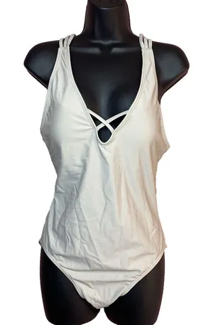 Antiqua Swim NWT Size Large One Piece Stretch Deep‎ V Beach Pool Travel Swimsuit thumbnail 1