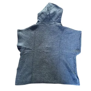 Universal Thread Blue Knit Hooded Poncho Sweater Size L NWT Boho Fall Cozy NWT thumbnail 4
