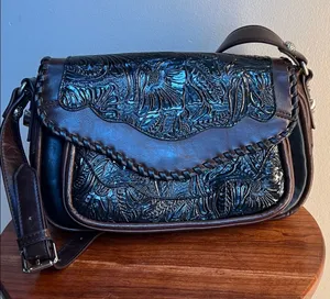 MCM Black and Brown Embossed shoulder Bag thumbnail 1