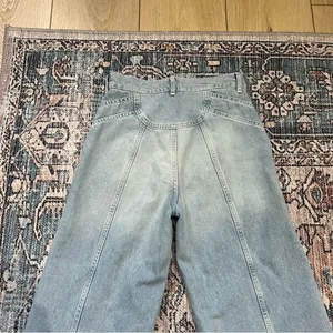 Free People We the Free Let Sunshine In Wide leg Cropped Jeans Sz 26 Light Wash thumbnail 11