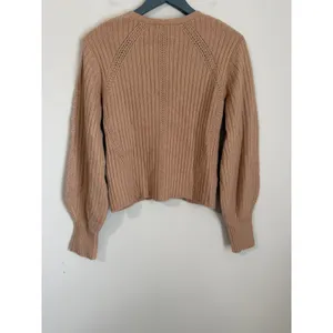 Ramy Brook Sweater NWT Women M Camel Ribbed V-Neck Wool Cashmere Balloon Sleeve thumbnail 3
