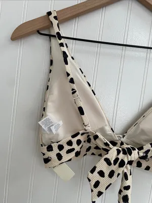 AERIE Pique Triangle Tie Back Bikini Swim Top Abstract Dot Size S NWT thumbnail 8