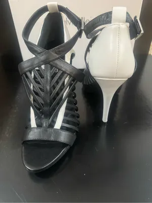 Calvin Klein Black and White Strappy Stiletto Sandals thumbnail 5
