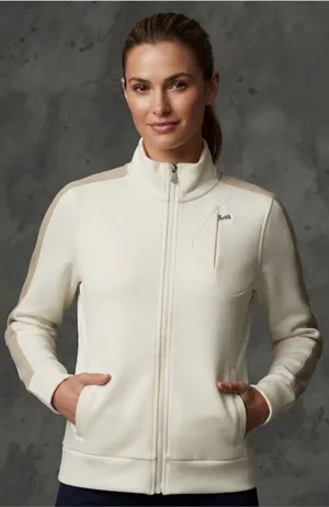 Lauren Active Ralph Lauren Cream Track Jacket Womens S Y2K Full Zip Mock Neck thumbnail 1