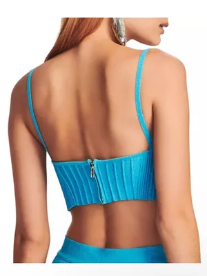 Retrofete Large Gabi Bandage Knit Top Blue Shimmer Rave Nightclub Party Bustier thumbnail 5