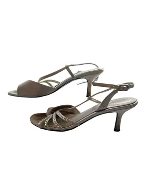 Touch of Nina Silver Rhinestone Kitten Heel Sandals Vintage Y2K Size 6 90s thumbnail 2