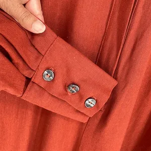 Free People Jumpsuit Womens XS Rust Orange Boho Wide Leg Linen Blend Long Sleeve thumbnail 7
