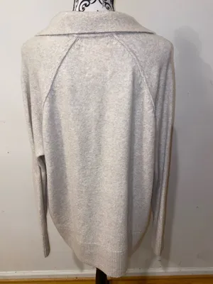 NWT!! Aerie Cream Collared V-Neck Knit Pullover Sweater Size Small Oversized thumbnail 3