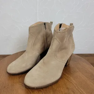 Lands' End Women Ankle Boots Size 10 Brown Tan Suede Zip Up Block Heel Casual thumbnail 6