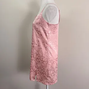 Garage Blush Pink Floral Satin Jacquard Slip Dress Mini V-Neck Adjustable Straps thumbnail 2
