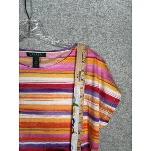 Lauren Ralph Lauren Small Womens Top Striped Southwest Tie Boho‎ Cap Sleeve thumbnail 3