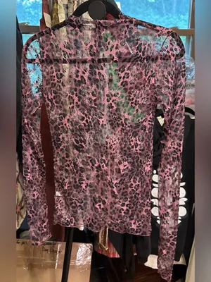 NWOT Free People FP Intimately Lady Lux Printed Layering Top- pink black - Small thumbnail 6