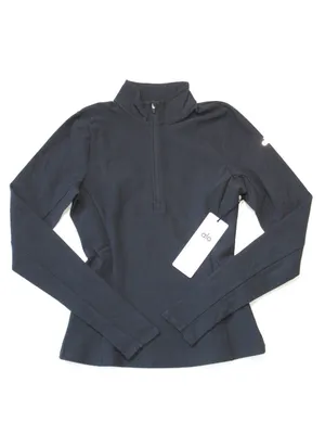 NWT Alo Alosoft 1/2 Zip Rapid Pullover in Anthracite Solid Stretch Fitted Top S thumbnail 2