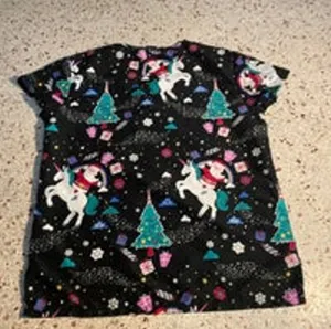 Scrub Top Christmas theme Small Black thumbnail 1