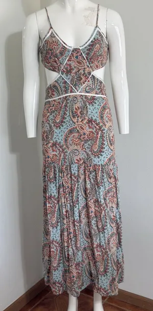 Blue B Collection Women’s Maxi Dress Paisley Boho Strappy V-Neck Beach Resort S thumbnail 1