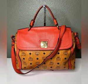 MCM Orange and Tan Monogram Satchel thumbnail 2